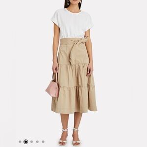 Veronica Beard Trail Dress white khaki size L NWT